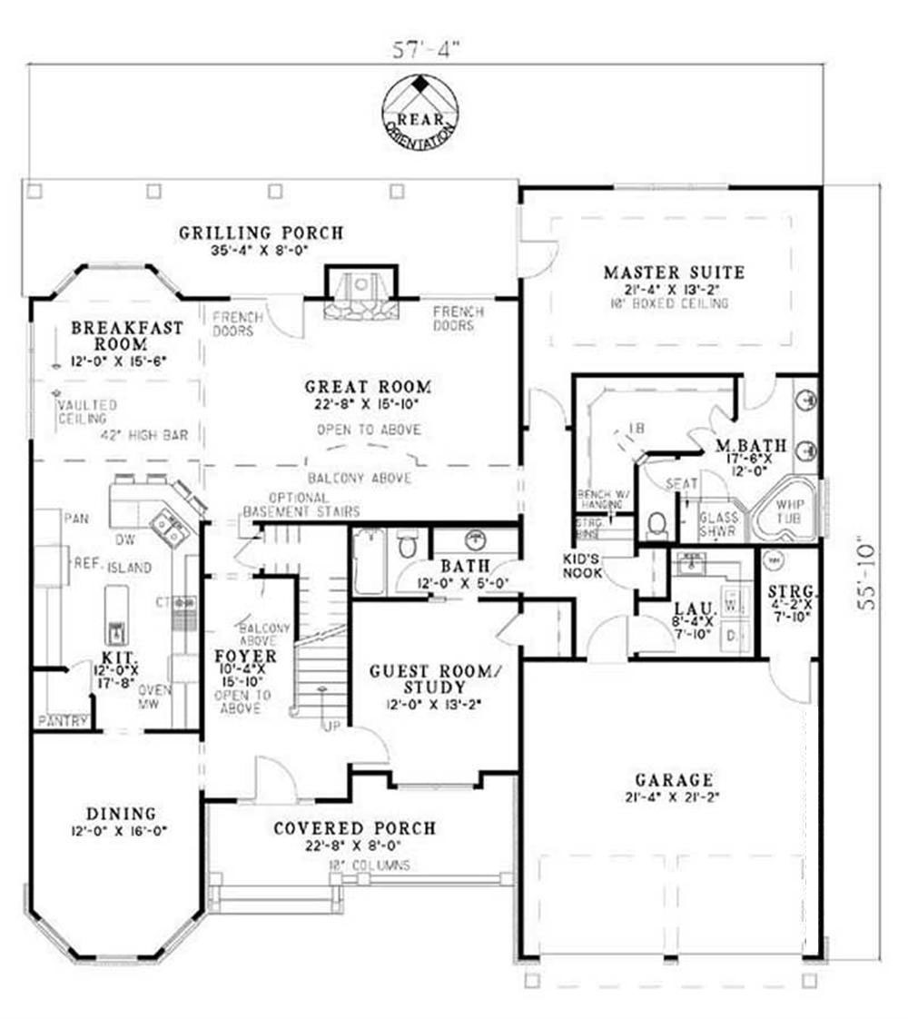 Floor Plan First Story of Craftsman Plan #153-1912